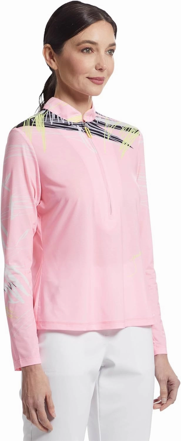 Jamie Sadock Women's Sunsense Strings Print Long Sleeve 1/4 Zip Sun Protection Top