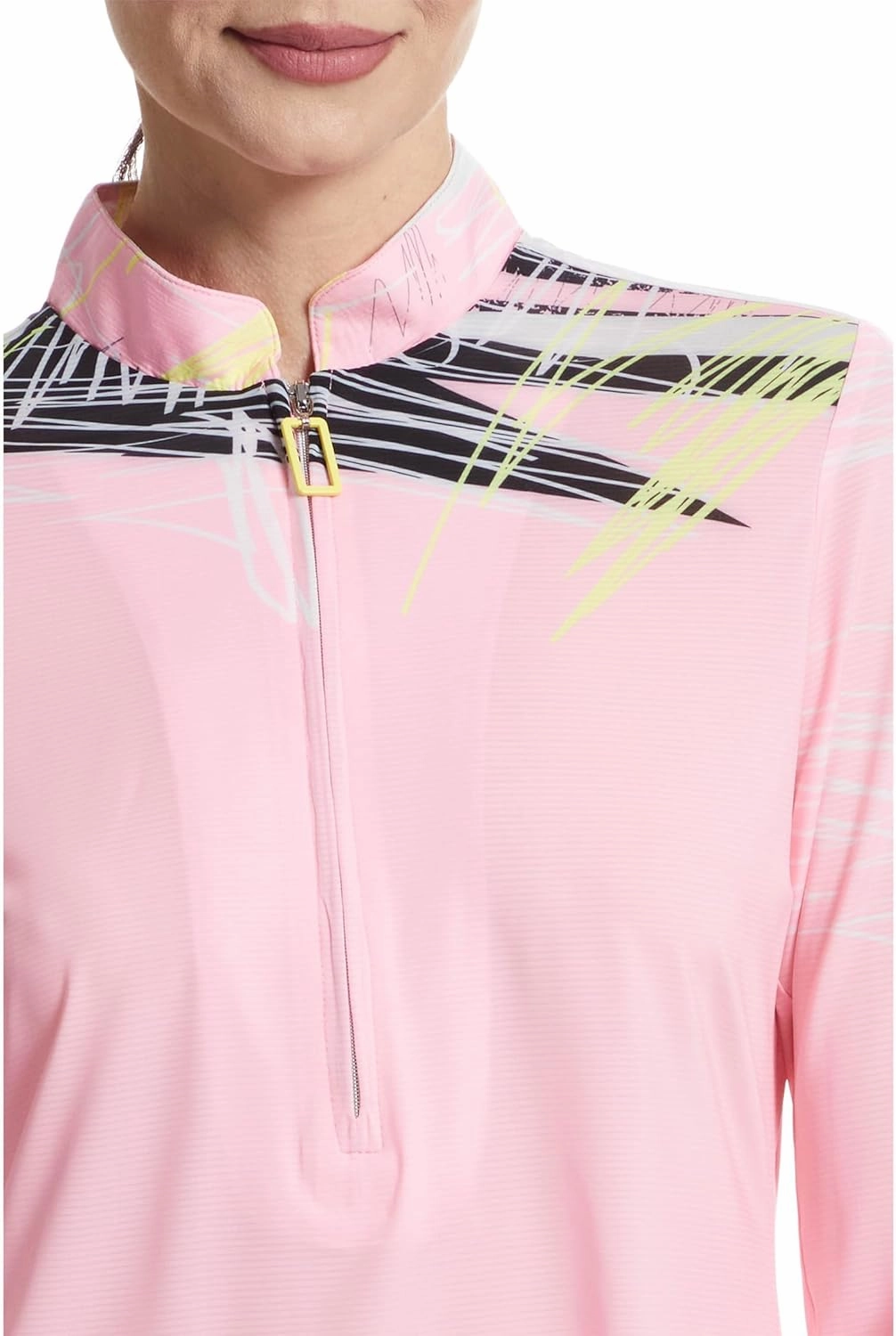 Jamie Sadock Women's Sunsense Strings Print Long Sleeve 1/4 Zip Sun Protection Top