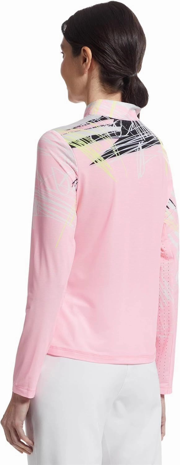 Jamie Sadock Women's Sunsense Strings Print Long Sleeve 1/4 Zip Sun Protection Top