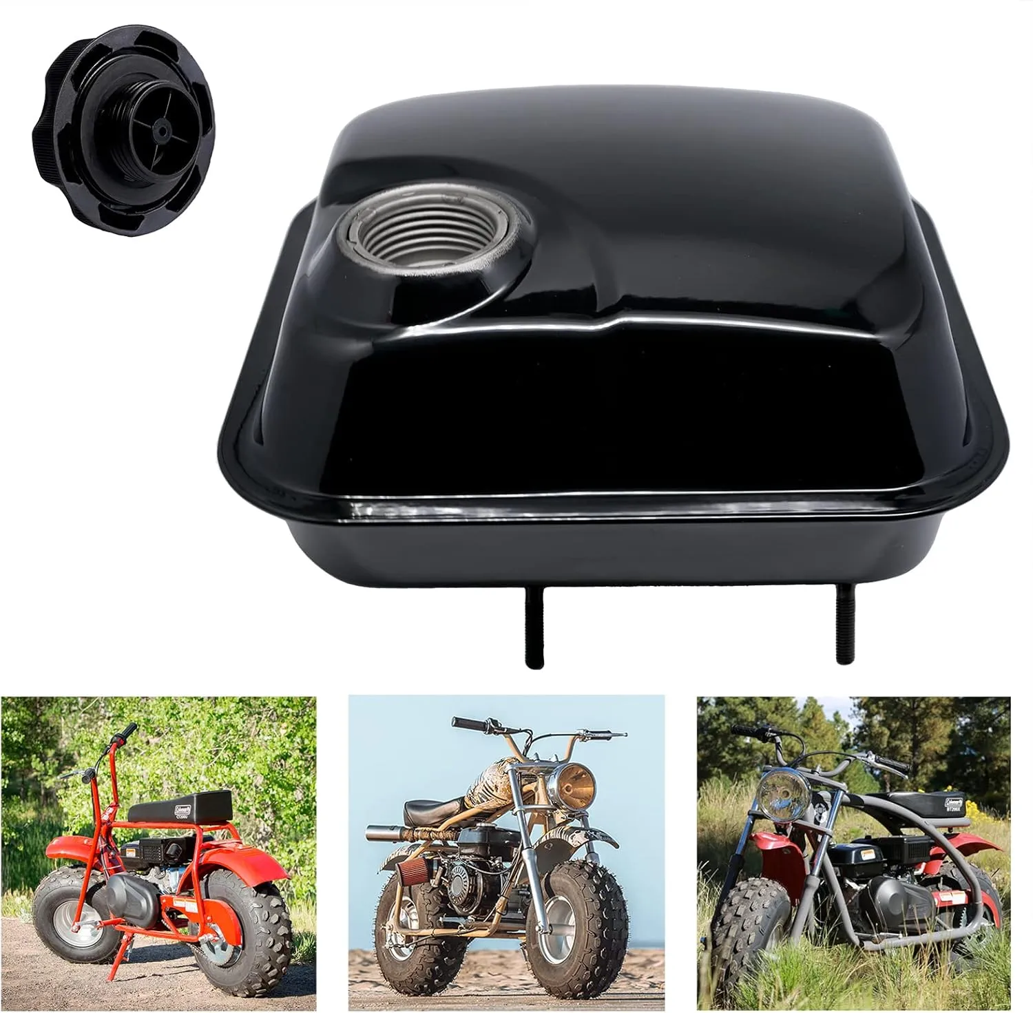 JMCHstore Side Port & Screw on Gas Tank For Coleman BT200X CT200U CT200UEX, Baja Warrior MB200 Mini Bike Fuel Tank Replacement for Hemi Hemi Predator 212 212cc 224 MAX performance Engine