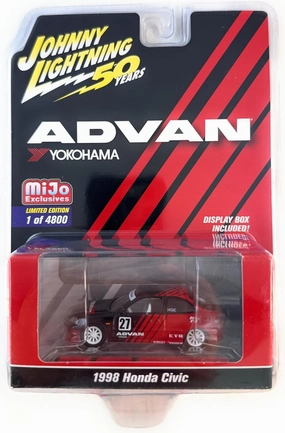 Johnny Lightning 50 Years 1998 Honda Civic Advan 1:64 Scale Red Die-Cast Model Car Limited Edition