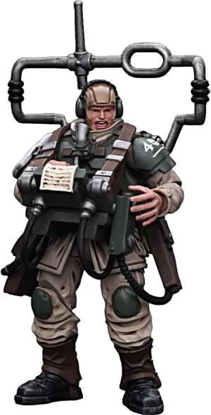 JOYTOY Warhammer 40K 1/18 Action Figures Astra Militarum Cadian Command Squad Veteran with Master Vox Collectible Model