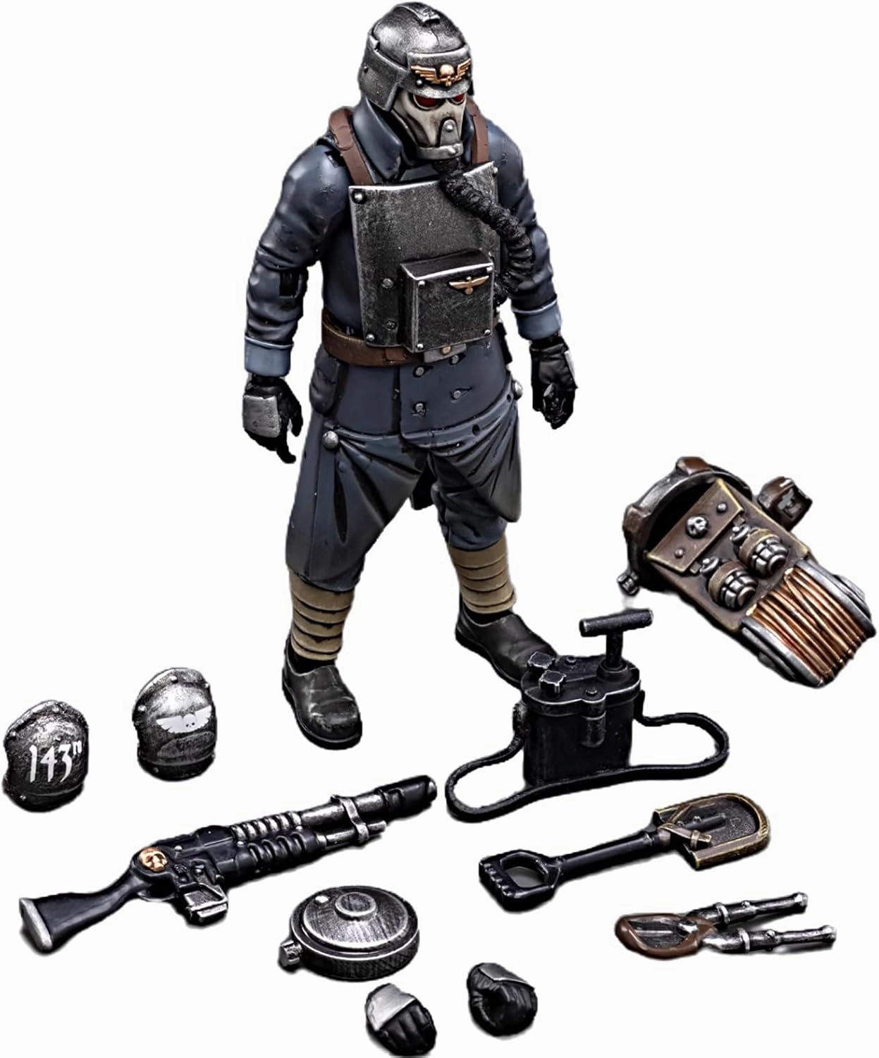 JOYTOY Warhammer 40K 1/18 Action Figures Astra Militarum Death Korps of Krieg Veteran Squad Guardsman Demolitions Specialist Collectible Model Birthday Gifts