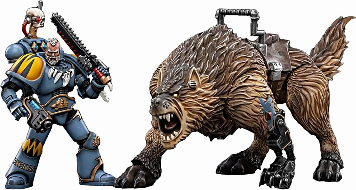 JOYTOY Warhammer 40K 1/18 Action Figures Space Wolves Thunderwolf Cavalry Bjane Collectible Model