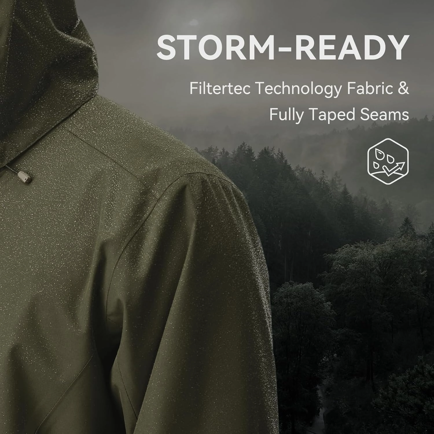 KAILAS Men's Lightweight Waterproof Hooded Rain Jacket Outdoor Raincoat Shell Jacket for Hiking Travel