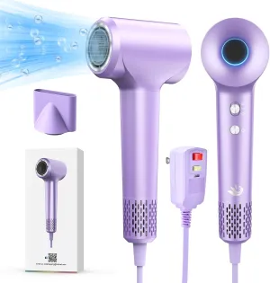 KARFUN Hair Dryer, 110000 RPM High-Speed Brushless Motor Fast Drying Blow Dryer, 57dB Low Noise Hair Dryer for Home or Travel, 3 Temps & 2 Speeds (Purple)