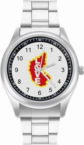 Karnataka Map Love Casual Wrist Watches for Men Classic Business Dress Watch Big Face for Work Gym