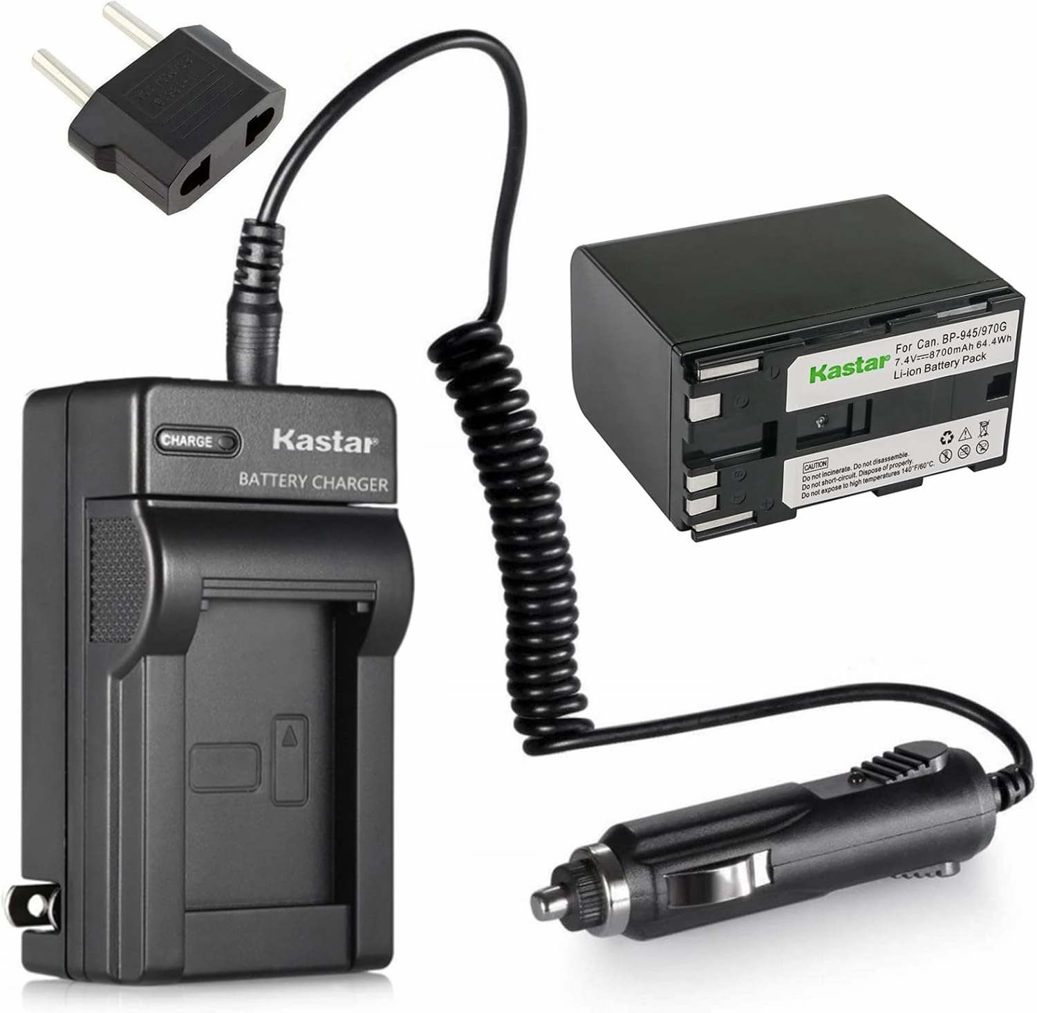 Kastar Battery (1-Pack)   Charger for Canon BP-945, BP-950, BP-970, C2, FV1, FV500, Optura, Ultura, Vistura, DM-XL2, DM-MV20, E65AS, ES-8600, G2000, GL2, MV200i, UC-V300, V75Hi, XH-G1, XL-H1, XM2, XV2