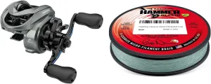 KastKing Kestrel Finesse Baitcasting Reel Left Hand 7.5:1 & Hammer Alpha 9 UHMWPE Braided Fishing Line 300YDS,15LB