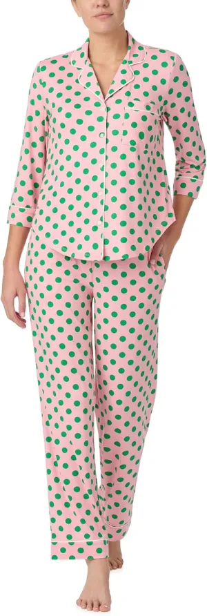 kate spade new york Women’s Pajama Set, 2-Piece Notch Collar 3/4 Sleeve Top & Full Length Pants