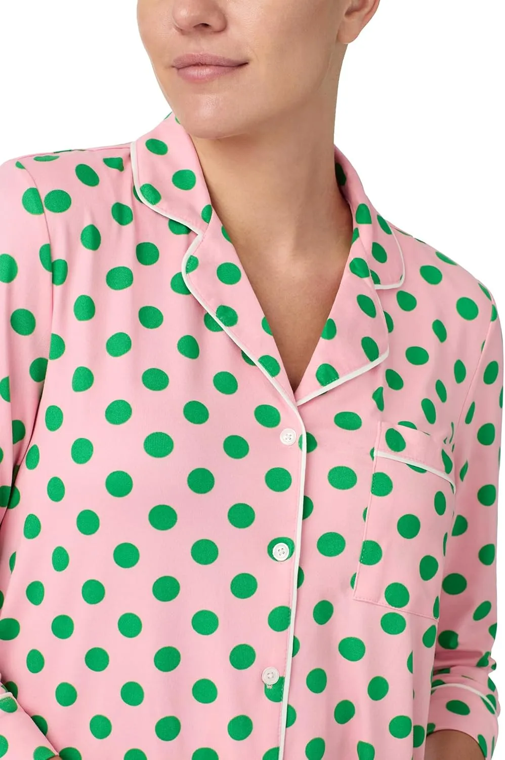 kate spade new york Women’s Pajama Set, 2-Piece Notch Collar 3/4 Sleeve Top & Full Length Pants