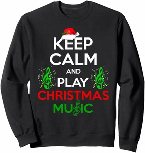 Keep Calm Play Christmas Music Pyjama Pjs Red Plaid Sweatshirt