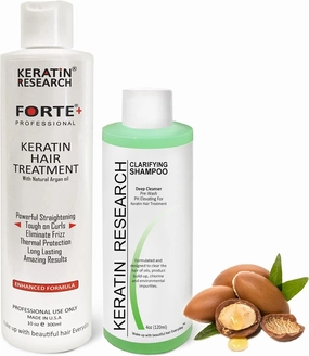 Keratin Forte Extra Strength Brazilian Keratin Hair Treatment Professional 300ml Bottle with 120ml Clarifying Shampoo Proven Amazing Results