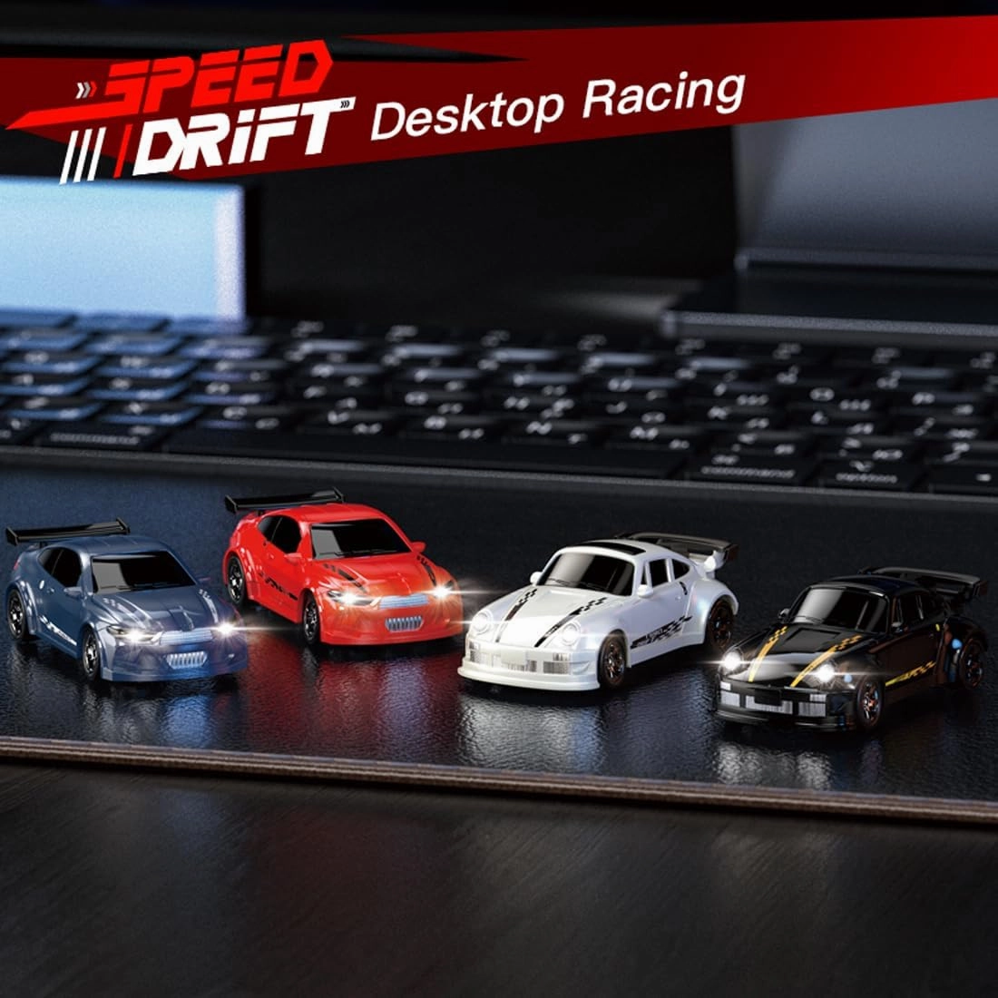 KF20 1:64 Scale Mini Drift RC Car with Full Proportional RTR 2.4GHZ Remote Control for Desktop Racing (Black)