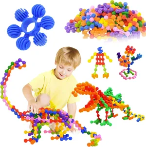Kids Building Blocks STEM Toys, 120 PCS Plastic Gear Interlocking Sets That Bends - Safe Material - Toddler Educational Toy for Girls and Boys Aged 3 