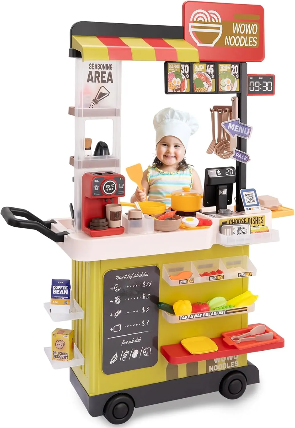 Kids Interactive Kitchen Play Set with 88Pcs Toys, Realistic Sound Effects & Simulated Functionality - Suitable for Toddlers (Yellow)