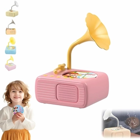 Kids Phonograph with 96 Cards Gramophone for Children, 2025 New Learning Record Player Educational Music Interactive Toy, Children's Phonograph Story Music Player Gift Boys Girls(Pink)