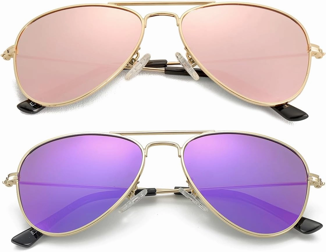 Kids Polarized Aviator Sunglasses for Little Girls Boys Juniors Teenagers, Two Sizes 50MM 52MM