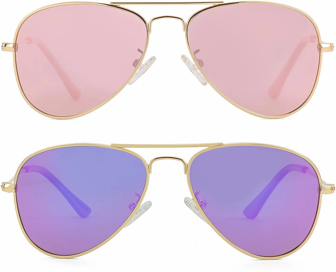 Kids Polarized Aviator Sunglasses for Little Girls Boys Juniors Teenagers, Two Sizes 50MM 52MM