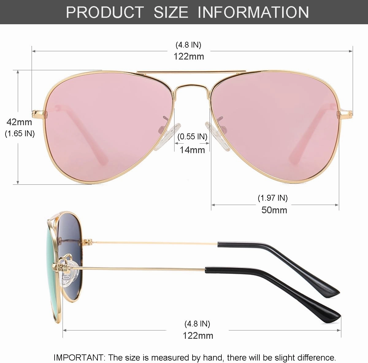 Kids Polarized Aviator Sunglasses for Little Girls Boys Juniors Teenagers, Two Sizes 50MM 52MM