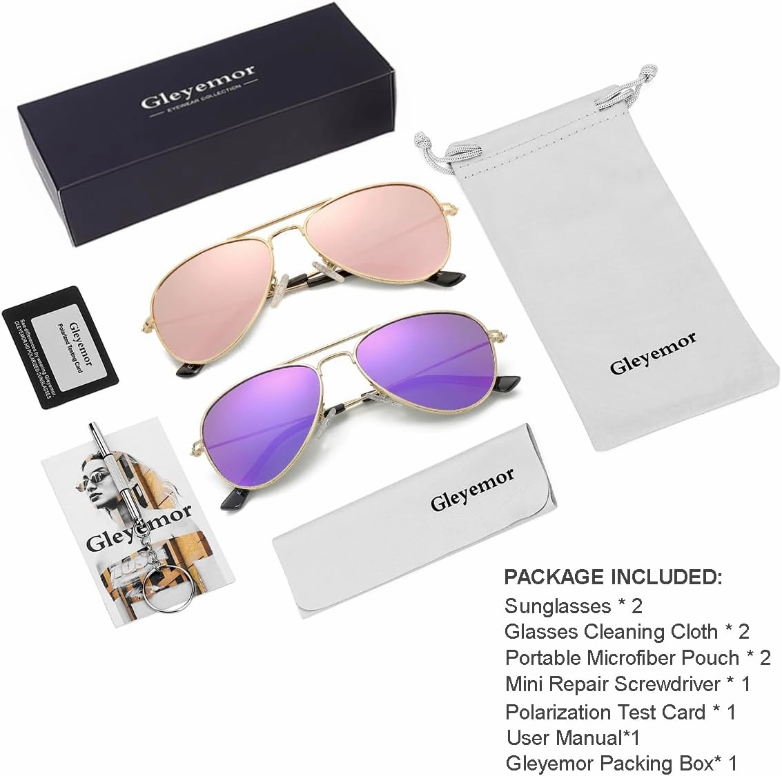 Kids Polarized Aviator Sunglasses for Little Girls Boys Juniors Teenagers, Two Sizes 50MM 52MM
