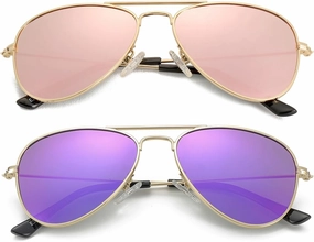 Kids Polarized Aviator Sunglasses for Little Girls Boys Juniors Teenagers, Two Sizes 50MM 52MM