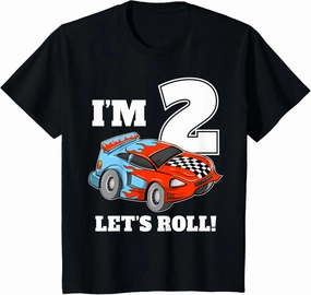 Kids Race Car 2nd Birthday Boy 2 Two Toddler Racing Car T-Shirt