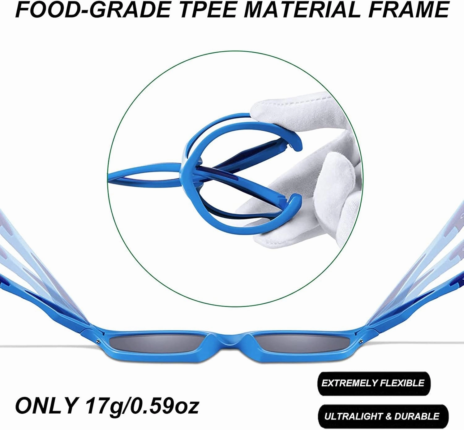 Kids Sunglasses TPEE Unbreakable Polarized Sports Glasses with Adjustable Strap For Boys Girls Age 3-7
