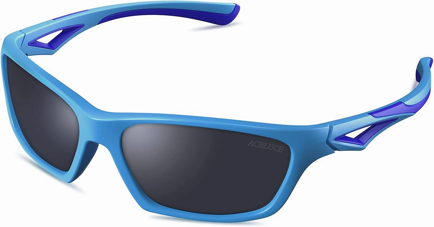 Kids Sunglasses TPEE Unbreakable Polarized Sports Glasses with Adjustable Strap For Boys Girls Age 3-7