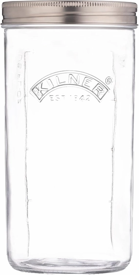 Kilner 1 Litre Fermentation Jar Set Wide Mouth Glass Jar with Silicone Valve Lid, Ceramic Weights & Recipe Booklet, Ideal for Small Batch Fermentation