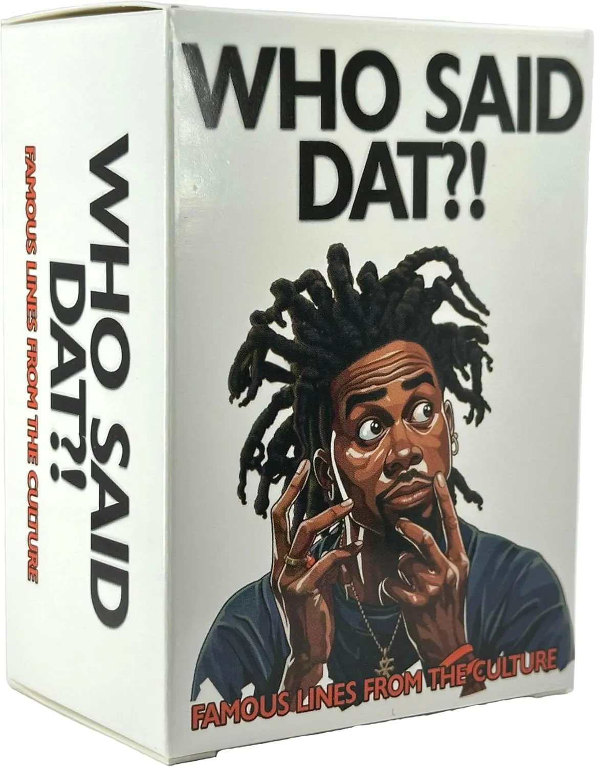 Kinfolk Who Said Dat Game Immerse Yourself in The World of Urban Quotes with 100 Cards Showcasing The Vibrancy of Black Culture. Experience Engaging and Thought-Provoking Party Fun Like Never Before