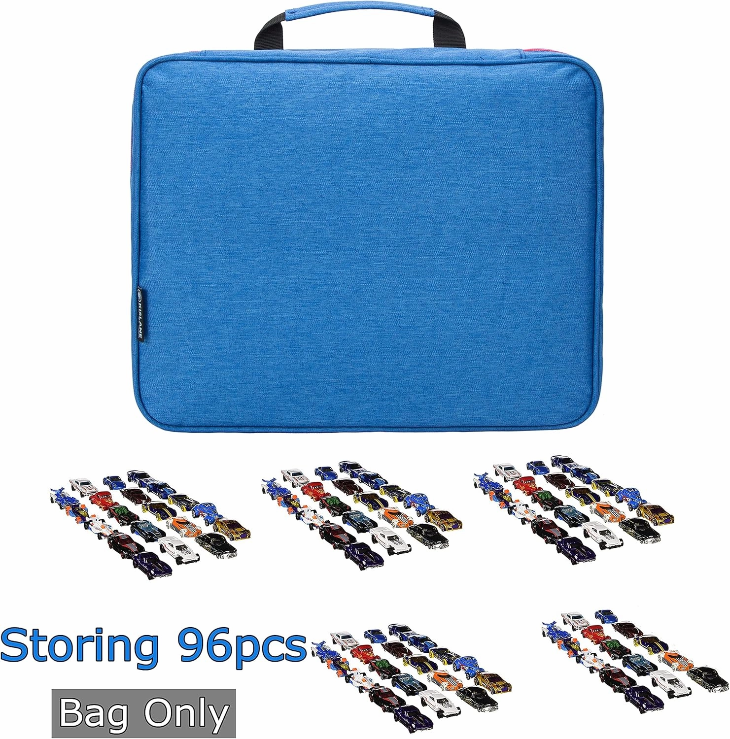 KISLANE 96 Toy Cars Storage Case - Organizer for Mini Toys, Matchbox Cars, Small Dolls (Bag Only) (Blue)