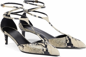 Kitten Heels for Women Pointed Toe Pumps Leather Mid Heel Slingback Heels T Strap Dress Shoes
