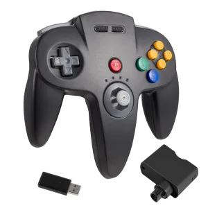 KIWITATA N64 Wireless Controller for Switch Games, 2.4GHZ Wireless N64 Remote Game Pad Joystick Controller Compatible with N64, Switch/Switch Lite/Switch OLED, MAC, PC Windows 7,8,10,11 Black