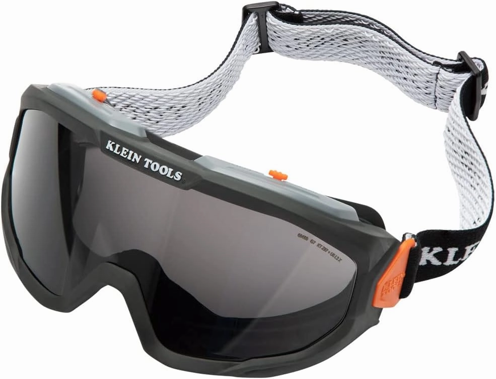 Klein Tools 60480 Safety Goggles, Tinted Gray Lens PPE Eye Protection, Anti-Fog, Scratch-Resistant, UV Protection, Adjustable Vents