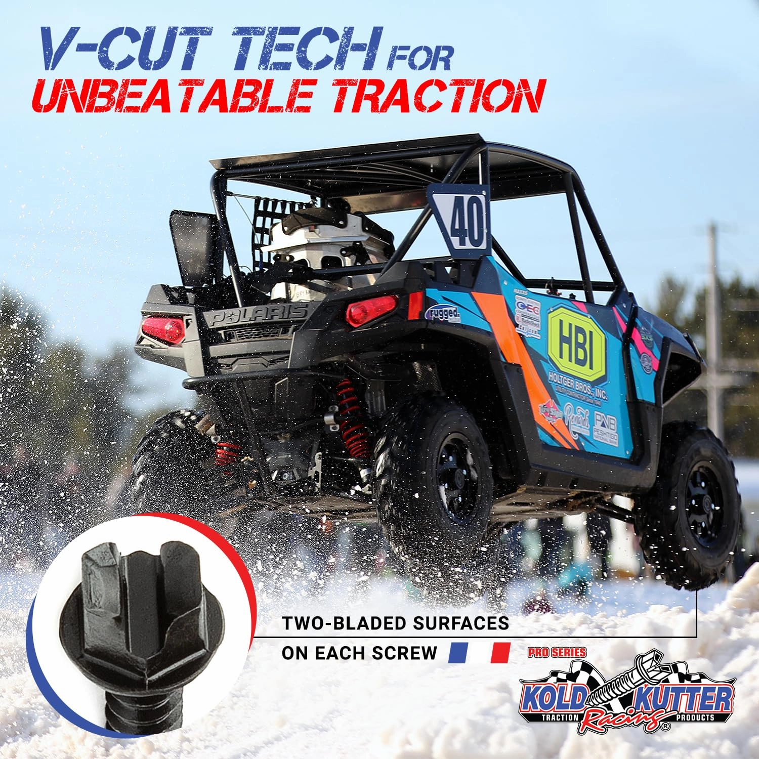 Kold Kutter AMA-Approved Traction Screws 1000 Pack (#8) 3/8" - Winter Ice & Snow Tire Heavy Duty Studs Spikes for Racing Dirt Bikes, ATVs, Motorcycles, and Snowmobiles Tracks