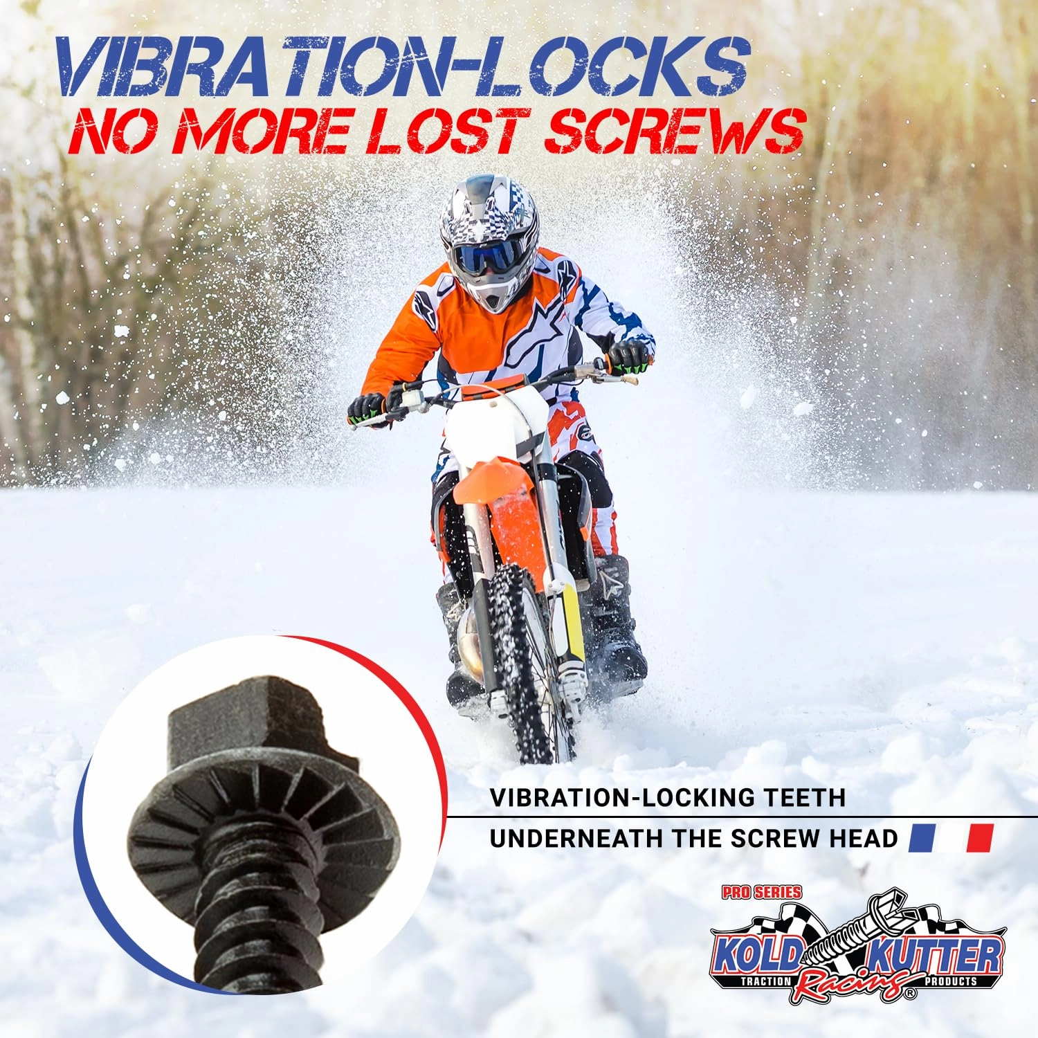 Kold Kutter AMA-Approved Traction Screws 1000 Pack (#8) 3/8" - Winter Ice & Snow Tire Heavy Duty Studs Spikes for Racing Dirt Bikes, ATVs, Motorcycles, and Snowmobiles Tracks
