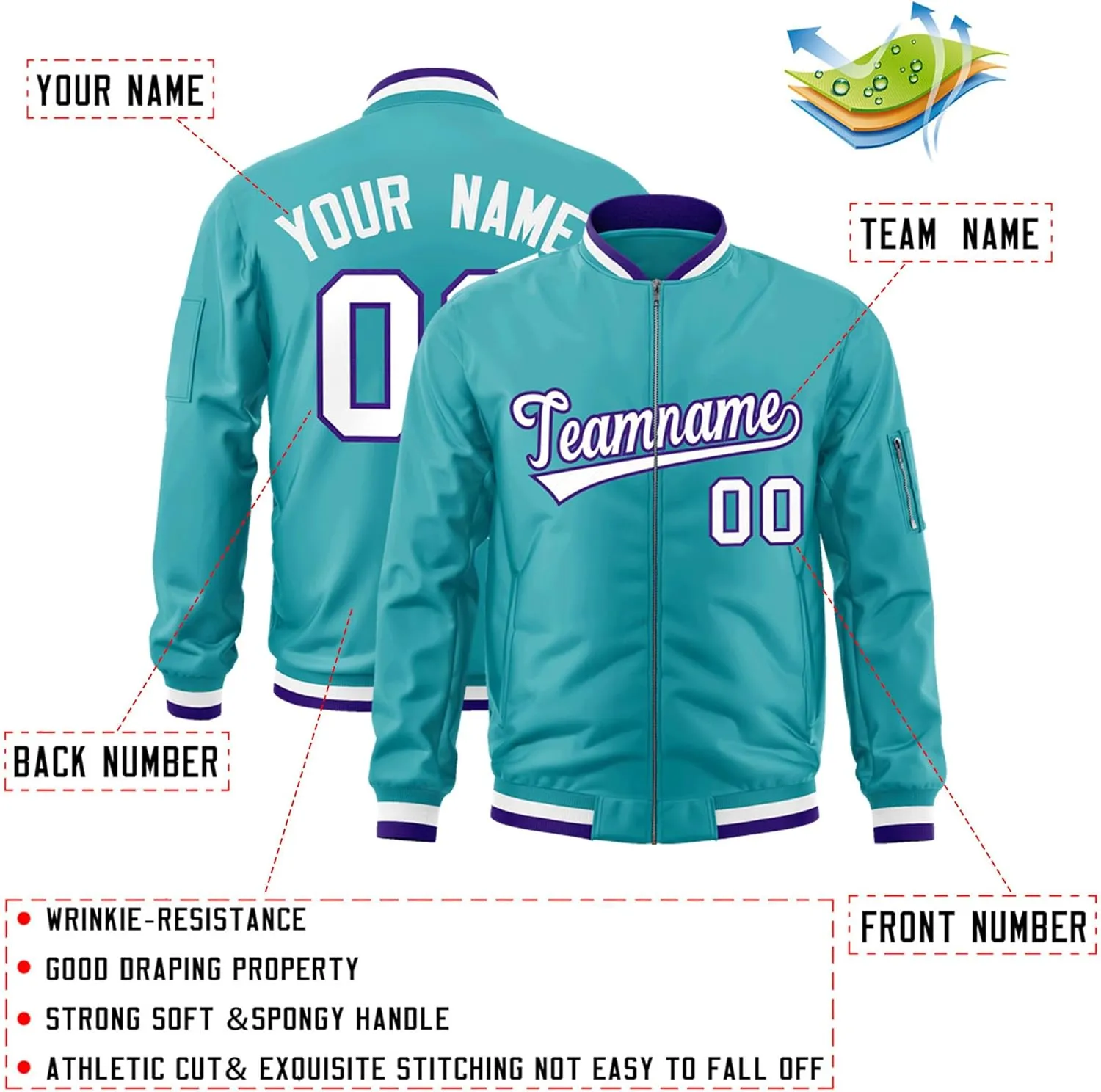 KXK Custom Bomber Jacket Lightweight Baseball Varsity Windbreaker Personalized Letters Number Logo for Adult Youth