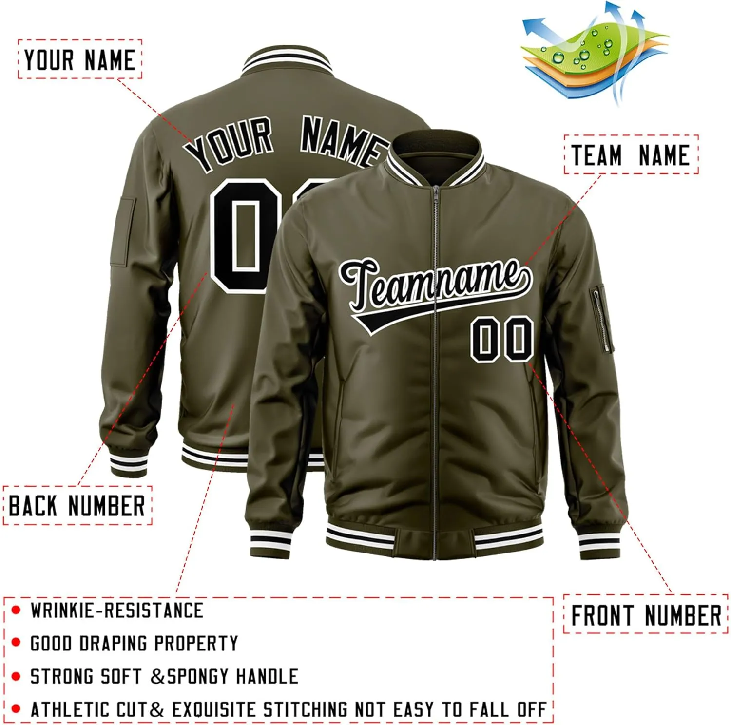 KXK Custom Bomber Jacket Lightweight Baseball Varsity Windbreaker Personalized Letters Number Logo for Adult Youth