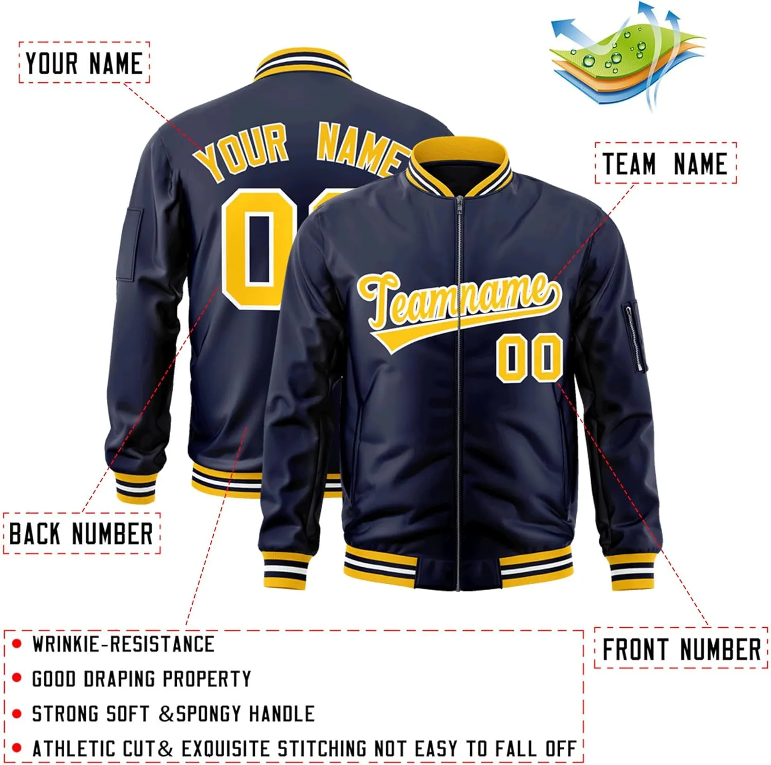 KXK Custom Bomber Jacket Lightweight Baseball Varsity Windbreaker Personalized Letters Number Logo for Adult Youth