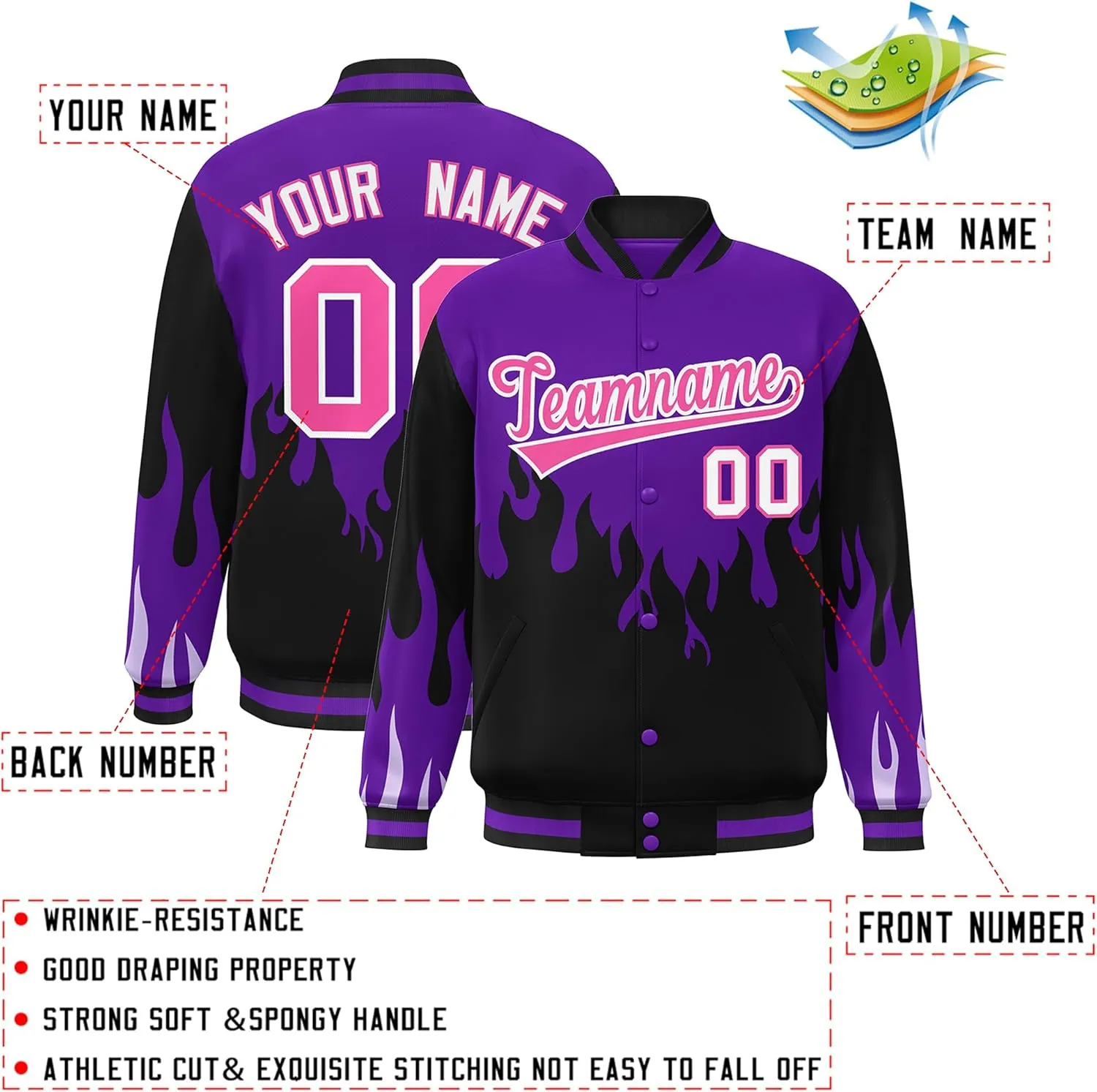 KXK Personalized Men Fashion Varsity Baseball Jacket Letterman Bomber Jacket Custom Stitched Name Number Logo