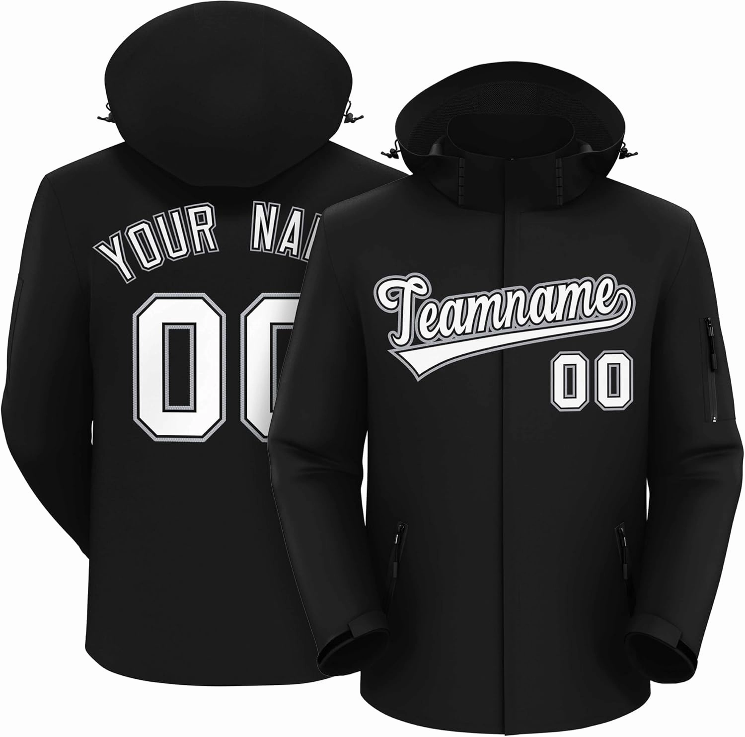 KXK Custom Outdoor Waterproof Jacket Hooded Stitched Personalized Name Number Windbreaker Rain Shell Coat for Men Women