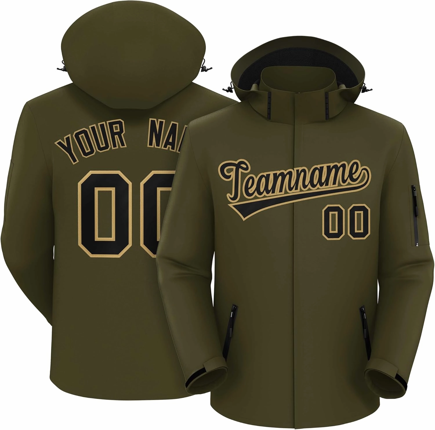 KXK Custom Outdoor Waterproof Jacket Hooded Stitched Personalized Name Number Windbreaker Rain Shell Coat for Men Women