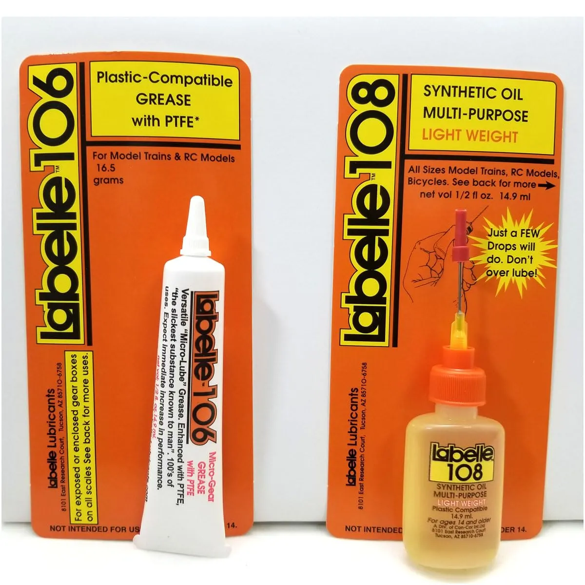 Labelle 106 & 108 2-Pack Lube Oil   Grease PTFE Lubricant for N & Z Scale Trains – Athearn, Atlas, Bachmann, Kato, Rivarossi, Con-Cor, Micro-Trains & More – Premium Model Train Maintenance