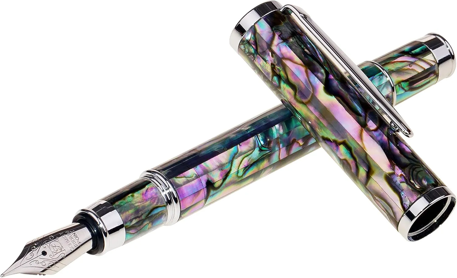 LACHIEVA LUX Abalone Shell Fountain Pen with German-Made Fine Nib – Smooth Ink Flow, Refillable Ink Converter, Handcrafted Luxury Pen for Calligraphy & Gift Set