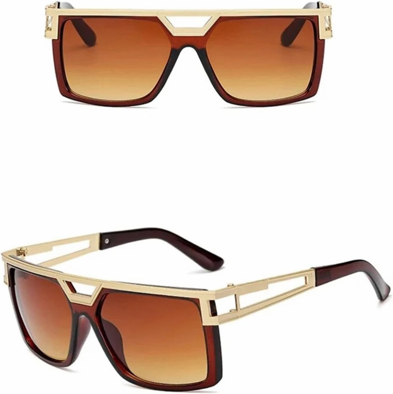 Large-frame Metal Double-beam Men Large-frame Sunglasses