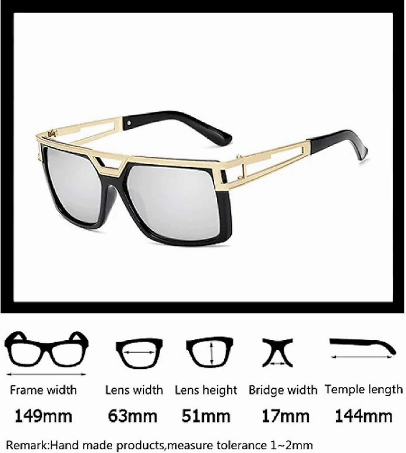 Large-frame Metal Double-beam Men Large-frame Sunglasses