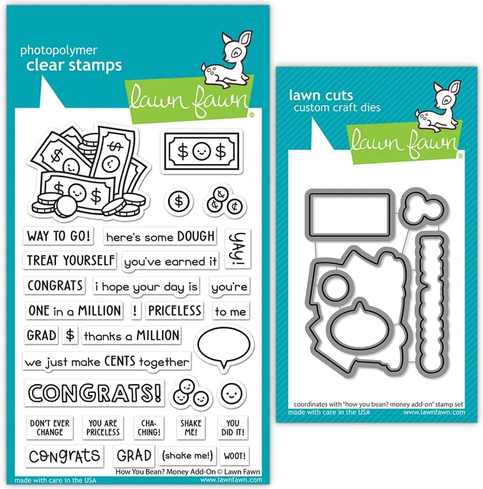 Lawn Fawn - How You Bean? Money Add-on - Stamps, Dies and Pocket