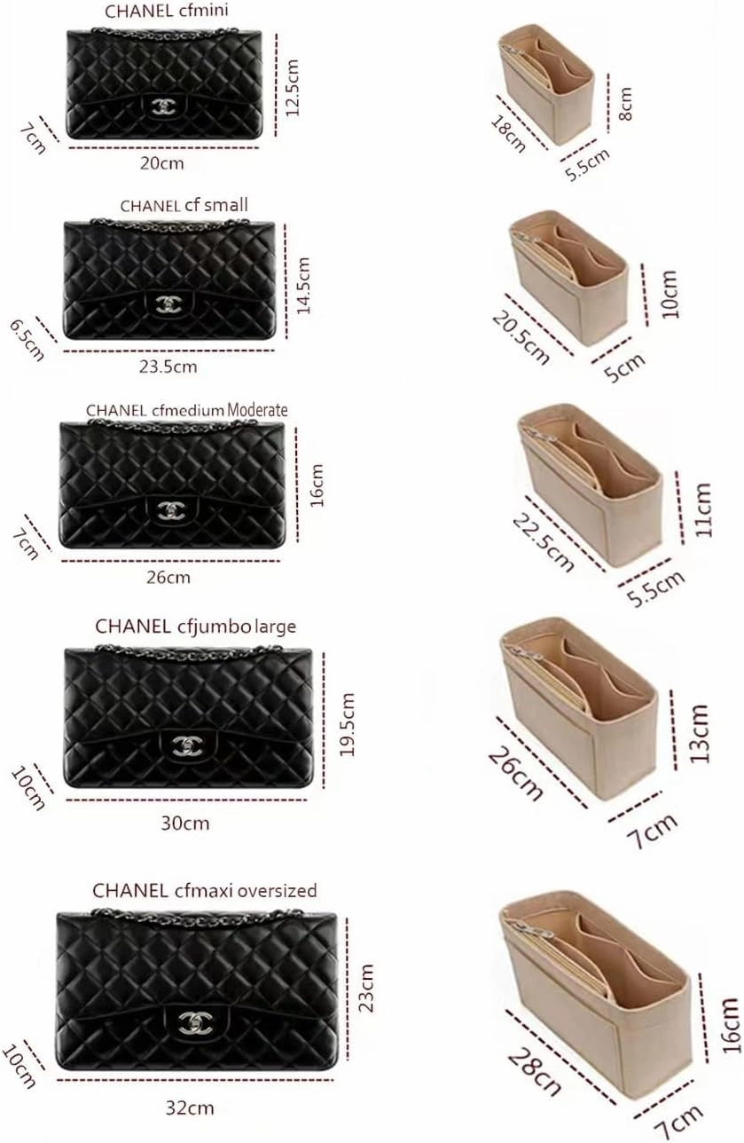 Lckaey Bag Organizer Insert for Classic Flap mini bag Shaper Purse Insert - Premium Handbag Felt Organizer 2009brown-mini