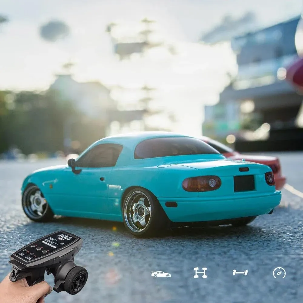 LDRC 1804 1/18 Scale Mini RC Drift Car, with Gyro LED Lights RWD Full Proportional 2.4GHz Remote Control Racing Sport Drift Car Indoor Gift for Adult - RTR Version / 3 Battery
